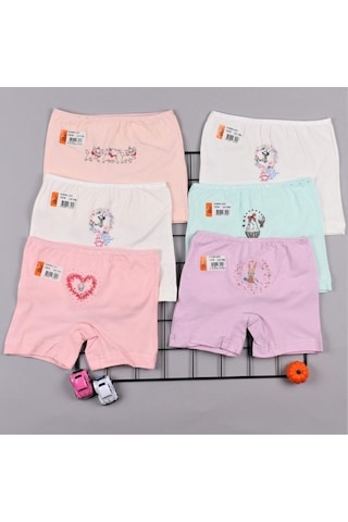 Ilke Kız Çocuk Likralı Baskılı Şort Boxer 350 - 6 Adet