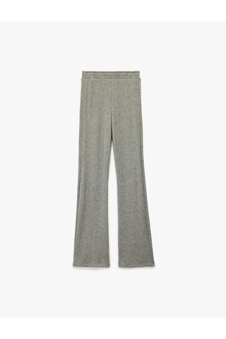 Koton Beli Lastikli Düz Bol Paça Dokulu Pantolon Gri Melanj 6wak40006ek Gri Melanj