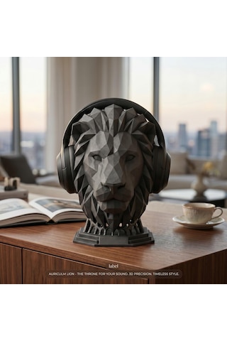Happy3dworld Aslan Figürlü Kulaklık Standı, 3d Baskı Masaüstü Sanat Dekoru