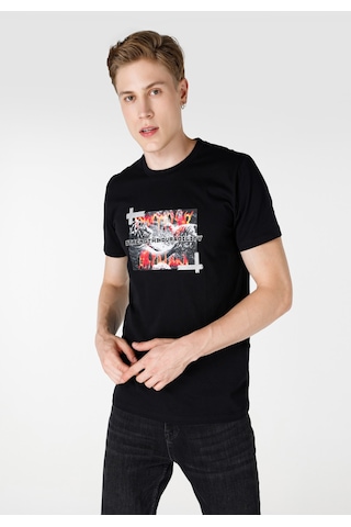 Colin's Colins Regular Fit Bisiklet Yaka Baskılı Siyah Erkek Kısa Kol Tişört Cl1064711 Siyah