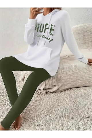 Tanla Butik Kadın Uzun Kollu Kapşonlu Bağcıklı Viskon Iki Iplik Sweat Yeşil