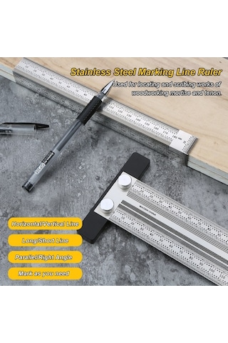 Didadodo Paslanmaz Çelik Marangoz Gönye - Düzenli Dik Açılı Hassas Ölçüm Cetveli