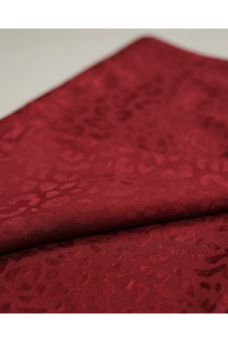 Laurel Scarf Leopar Desen Pamuk Ayrobin Jakar Şal Kırmızı