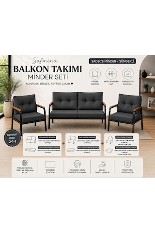 Kafe, Bahçe, Balkon Ve Teraslara Uygun 2-1-1 İçidolu Sünger Antrasit Kafe, Bahçe, Balkon Ve Teraslara Uygun 2-1-1 İçidolu Sünger Antrasit