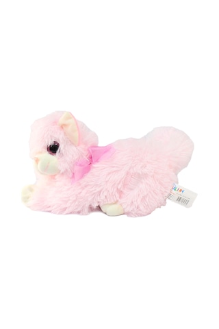 Miyavlayan Sesli Kedi Peluş Oyuncak 25 cm Pembe