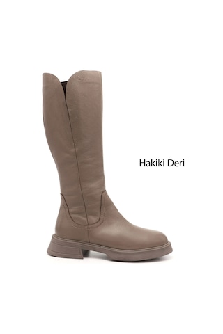 Gönderi(R) Gönderir Kadın Vizon Floter Fermuarlı Kalın Topuklu Hakiki Deri Çizme Gkzc13446598 Vizon
