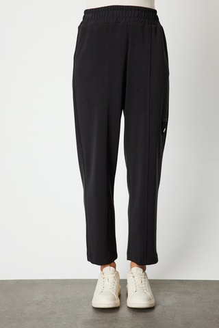 On Kadın Düğme Detaylı Bol Paça Eşofman Altı 64149 Siyah Siyah