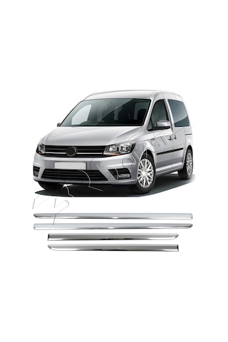 Volkswagen Caddy Uyumlu 2016-2019 Krom Yan Kapı Çıtası 4 Parça Paslanmaz Çelik