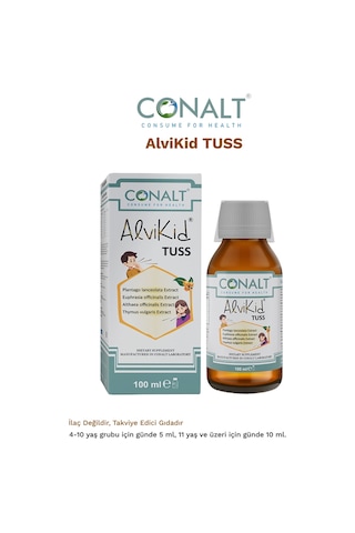 Alvikid Tuss Çocuklara Özel Bitkisel Ekstreler İçeren Premium Takviye 100 Ml Şurup