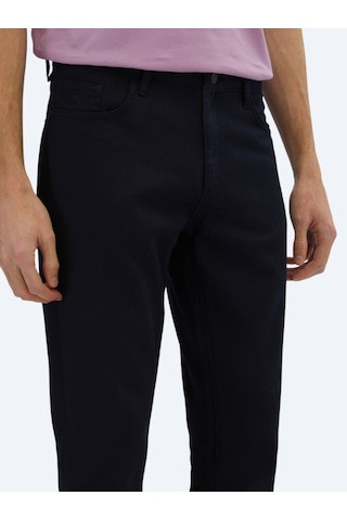 Lacivert Düz Dokuma Regular Fit Casual Pamuk Karışımlı Pantolon Lacivert