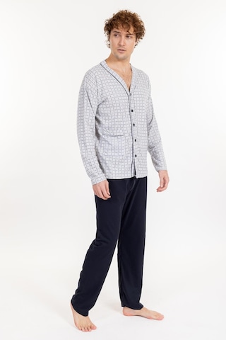 Erkek 940 Uzun Kol Boy Düğmeli Süprem Pijama Takımı Gri Gri