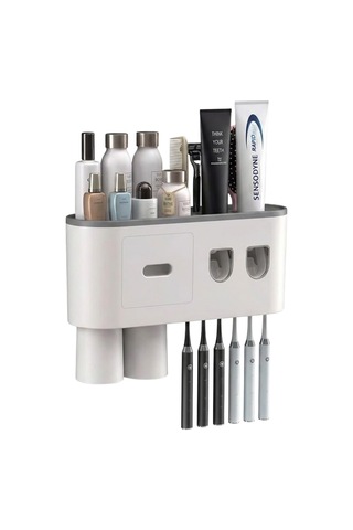 Banyo Organizer Diş Fırçası Tutucu Çift Dispenserli 6 Fırçalık Çok Renkli