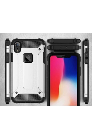 Noktaks - Apple Uyumlu iPhone Xr 6.1 - Kılıf Çift Katman Zırh Tank Crash Military Kapak - Gold