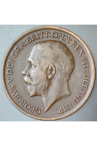Birleşik Krallık 1 Penny 1919 Kral 5. George Dönemi. 31 Mm. İngiltere.