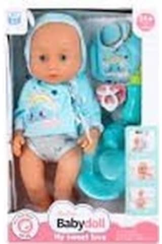 Babydoll My Love Tuvalet Eğitimi Seti - 35 Cm Altını Islatan Et Bebek Mavi Kıyafetli 001