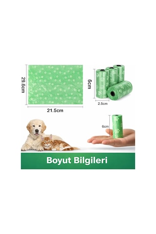 Köpek Atık Poşeti 8'li Set Ekstra Kalın, Sızdırmaz, Koku Tutmaz, Kolay Kopar, Dayanıklı Ve Renkli Desenli Hi
