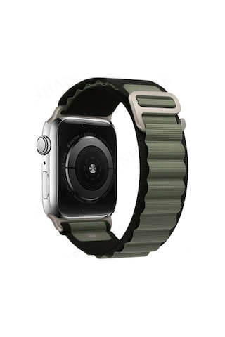 Apple Watch Uyumlu 42mm Mountain Kordon - Siyah-yeşil