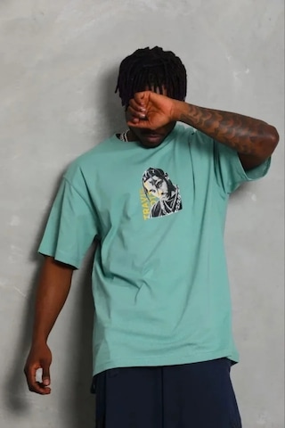Modi Erkek Baskılı T-shirt Kısa Kol Bisiklet Yaka Regular Fit Rahat Kalıp Günlük Tişört - Mint Yeşili - Mymg185493 Yeşil