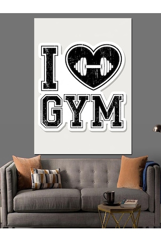 Ahşap Tablo Kalp Şeklinde Dambıl Fitness Yazısı Hayvan Tabloları