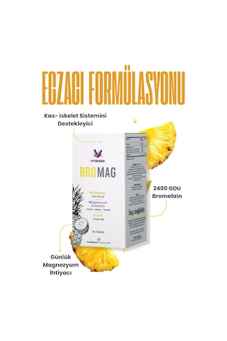Vitisfera Bromag Bromelain Magnezyum Kompleks Vitamin B6 60 Tablet