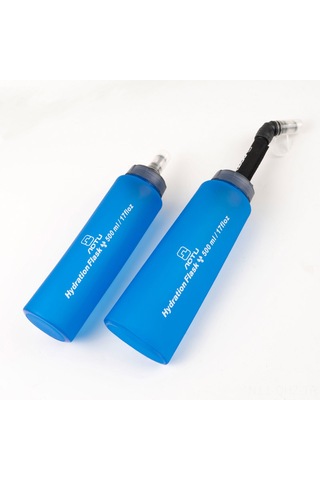 Aubyhe 500ml Tpu Yiyecek Dereceli Katlanabilir Spor Su Keseği - Koşu, Bisiklet, Outdoor Egzersiz İçin + Yedek Uzun Boru Çok Renkli