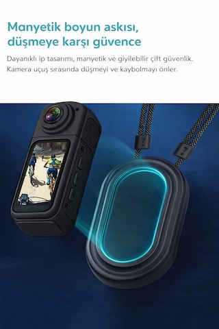 2.7k Ultra Hd Mini Aksiyon Kamera Manyetik Tasarım Döner Lens Wi-fi Uygulama Destekli