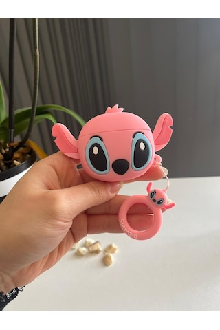 Apple Uyumlu AirPods Pro 3.nesil Sevimli Silikon Pembe Stitch Koruyucu Kılıf