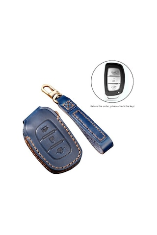 Novahub Hallmo Hyundai Ix35 B Uyumlu Arac Dana Deri Anahtar Kılıfı Kahverengi