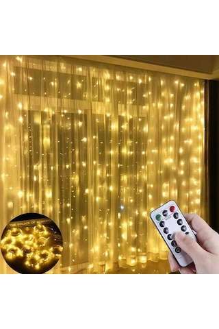 Youtek Yatak Odası Zirve Işık, Perde Dekoratif Led Süpürgesi, Pil Ve Kumanda İle 3m 300 Işık, Gölge Dekorasyon Aleti Beyaz