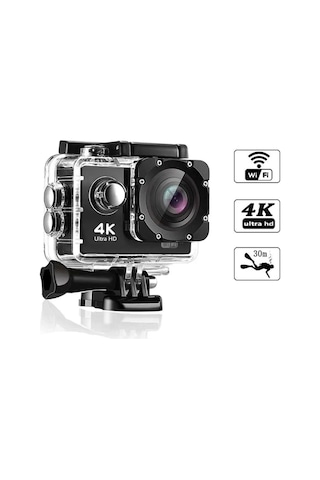 4k Ultra Hd 12mp Wifi Waterproof 30m Su Geçirmez Aksiyon Kamera Siyah