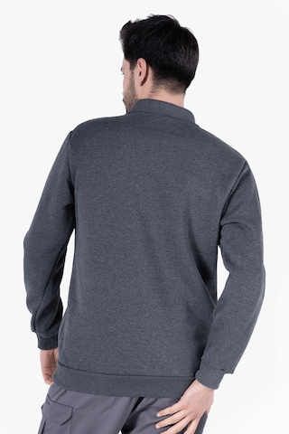 3 İplik Polo Yaka Fleto Cepli Sweatshirt Antrasit Melanj