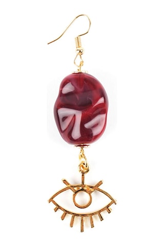 Gold Göz Detaylı Taş Küpe W26kup003 Uw26kup003100 çok renkli