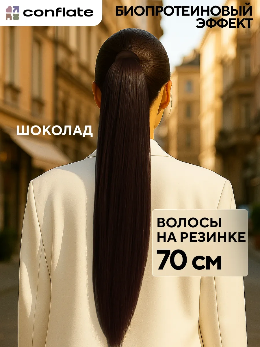 Conflate Saç İçin Lastikli Takma At Kuyruğu 240881741 Koyu Kahverengi