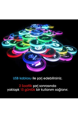 Mazda Uyumlu Ledli Bardaklık Altı Usb Şarjlı 2 Adet