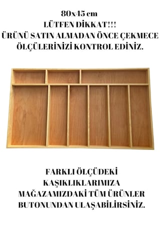 80x45 Cm Masif Ahşap Çekmece İçi Kepçe Maşa Ve Servis Gereçleri Düzenleyici Organizer