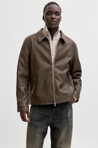 Jack & Jones Erkek Jjecasablanca Deri Ceket 12278839 Kahverengi Kahverengi