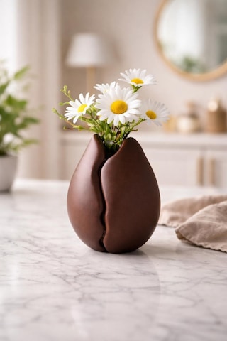 Dekoratif Kahverengi Vazo Coffee Bean Style Modern Vase Masa Üstü Çiçeklik Ev & Ofis Dekoru Çok Renkli