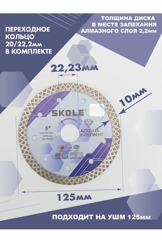 Skole Kiremit Ve Fayans İçin 125 Mm Elmas Disk Eklemli 453041022