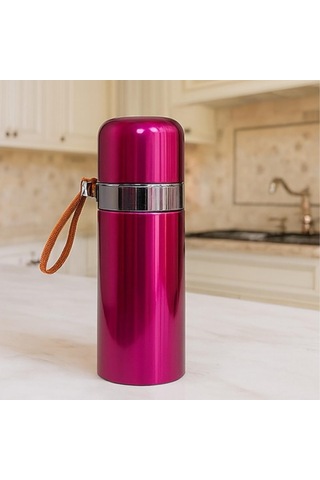 500 Ml Pembe Paslanmaz Çelik Termos Çift Katmanlı Vakumlu, 24 Cm, Isı Yalıtımlı Sızdırmaz Seyahat Ve Ofis Matara Çok Renkli