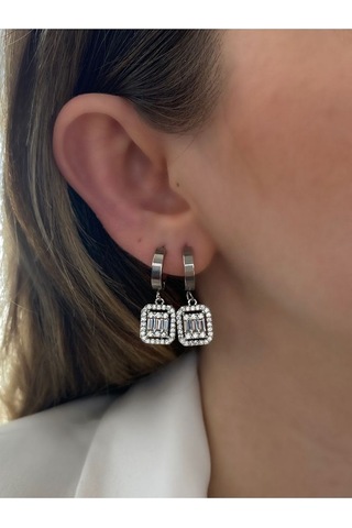 Baget Zirkon Taşlı Mini Boy Çelik Kararmaz Küpe Çifti Altın