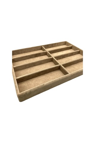 New York Model Süet Süet Kumaş Sütlü Kahve Renk 34/24 Cm Bölmeli Çekmece Içi Gözlük Standı Çok Renkli