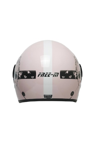 Fr-612 Bella Yarım Kask Pembe-siyah-beyaz Siyah Camlı+güneş Vizörlü