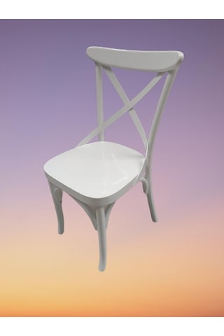 Sandalye Çapraz Bambu model Kayın  RETRO Ayak Parlak Beyaz El Yapım