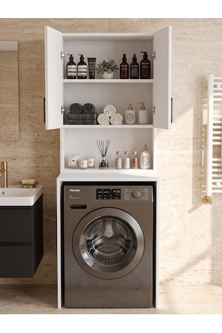 Bleu Çamaşır Makine Dolabı Çok Amaçlı Dolap Banyo Kiler Beyaz