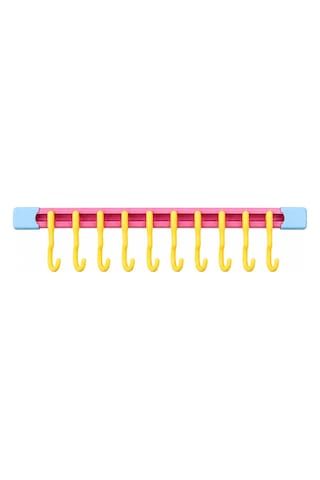 10 Kancalı Raylı Mutfak Banyo Dolap Kapı Düzenleyici Askı 30 Cm Çok Renkli