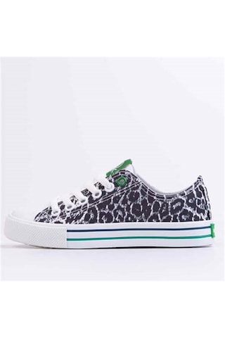 United Colors Of Benetton BENETTON KADIN ABRAS SİYAH-BEYAZ SNEAKER BN-30179 Beyaz - Siyah