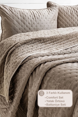 Elart Porto Flame Yatak Örtüsü Tek Kişilik 180x240 Cm Bej Bej