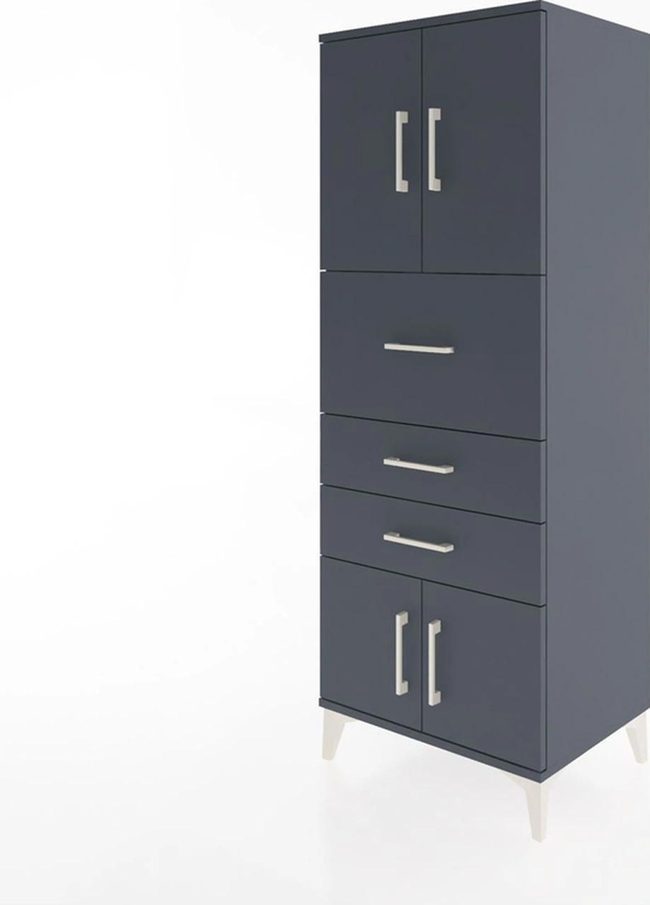 Hyperion Dolap 2 Raflı 3 Çekmeceli 4 Kapaklı 60x44x163 Antras... Antrasit