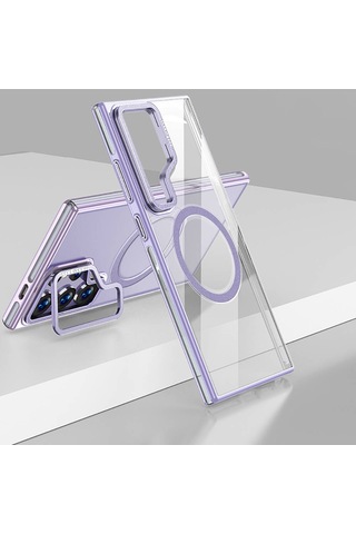 Wlons Galaxy S24 Ultra Uyumlu Kılıf Magsafe Şarj Özellikli Şeffaf Görünüm Wlons Standlı Efsane Kapak