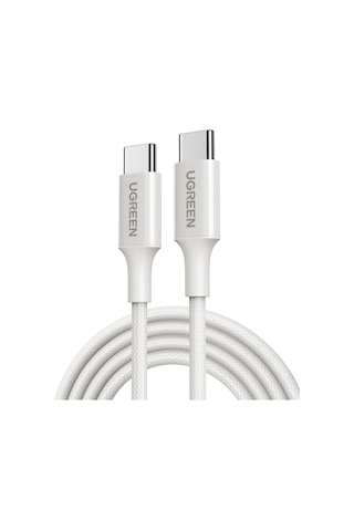 Ugreen USB-C 60W 3A QC PD Örgülü Hızlı Şarj Kablosu 2 M Beyaz 35219